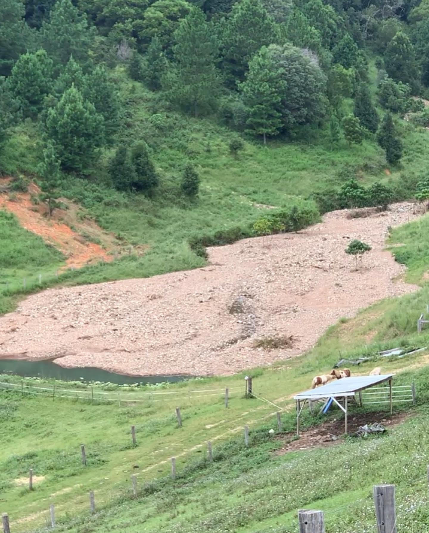 Destroyed dam after catastrophic floods.